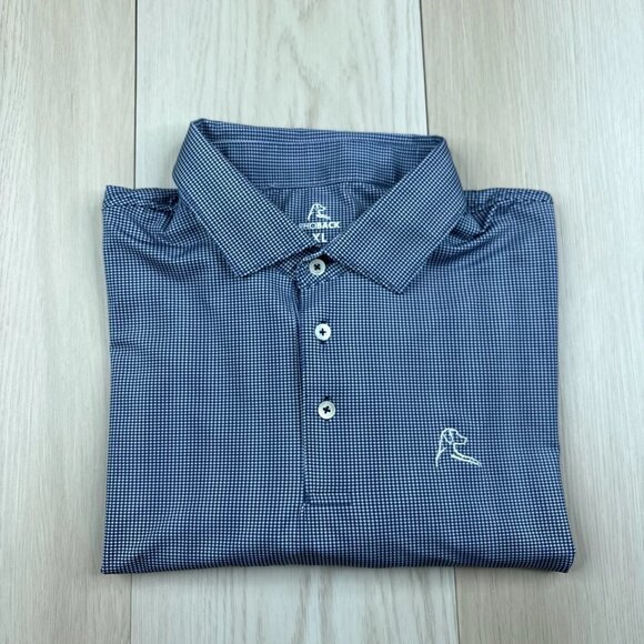 Rhoback Mens Blue Short Sleeve Houndstooth Logo Golf Performance Polo Shirt XL - Picture 1 of 12